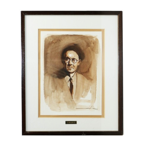 Acuarela realizada durante el periodo 1993-1995 por Josep Marfá - Retrato del Sr. Fructuós Gelabert